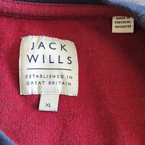 Jack Wills Sweatshirt Mens XL Navy Red Spellout Logo Front Crewneck LS Preppy - Picture 3 of 13